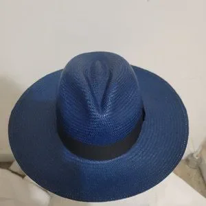 Unisex Classic Deep Blue Panama Hat - Handmade Elegancia Tropical Hats | Accessories | Unisex Classic Deep  main image 2